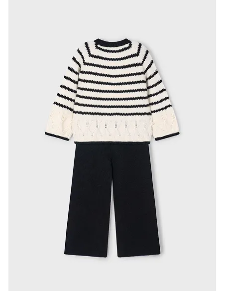 Conj. pantalon tricot rayas - Negro     
