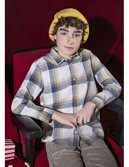 Camisa m/l cuadros - Marino    