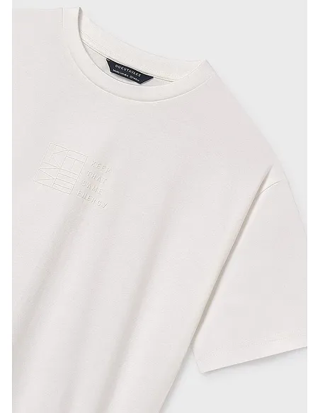 Camiseta m/c print relieve - Nata    | MAYORAL