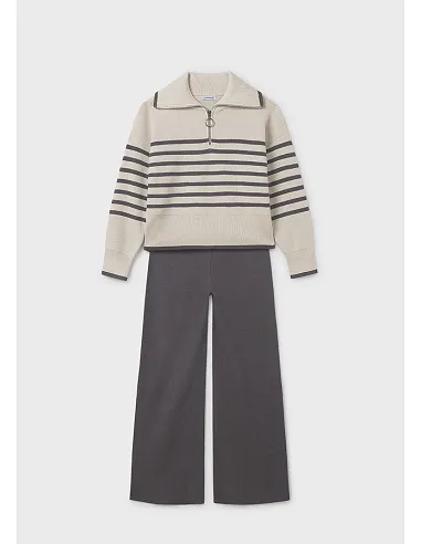 Conj. pantalon largo tricot - Plomo vig 