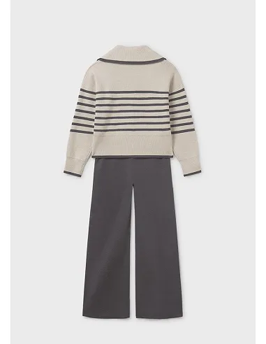 Conj. pantalon largo tricot - Plomo vig 