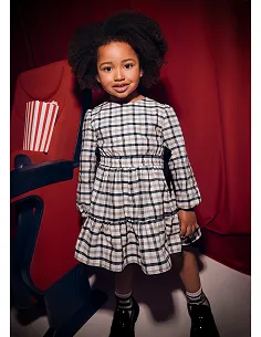 Vestido cuadros - Negro     