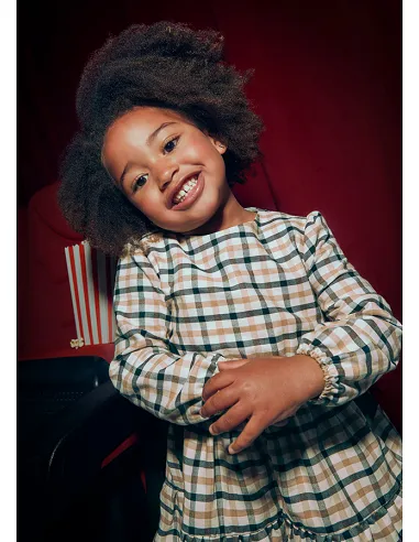 Vestido cuadros - Negro     