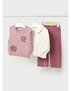 Conj. pantalon chaleco tricot - Rosado    