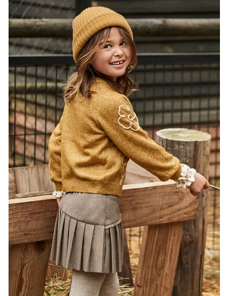 Falda pantalon punto plisada - Topo      