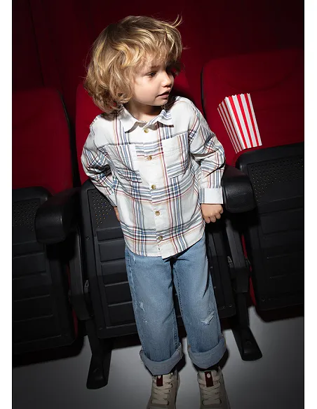 Pantalon denim wide fit - Medio     