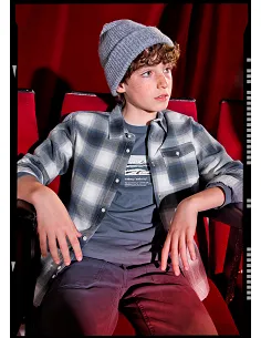 Camisa m/l cuadros franela - Gris      