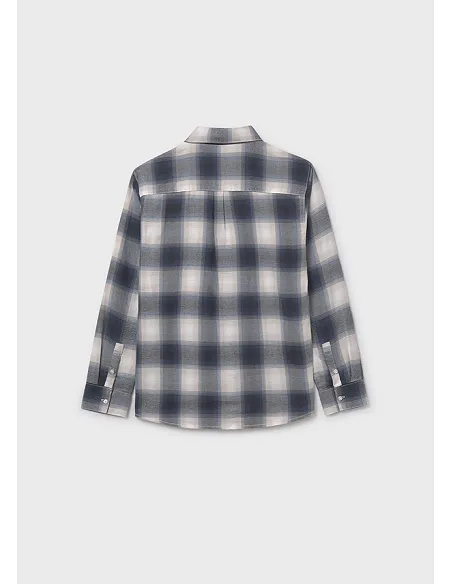 Camisa m/l cuadros franela - Gris      