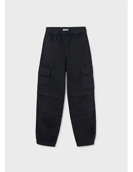 Pantalon largo parachute - Negro     