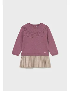 Vestido combinado tricot - Rosado vig