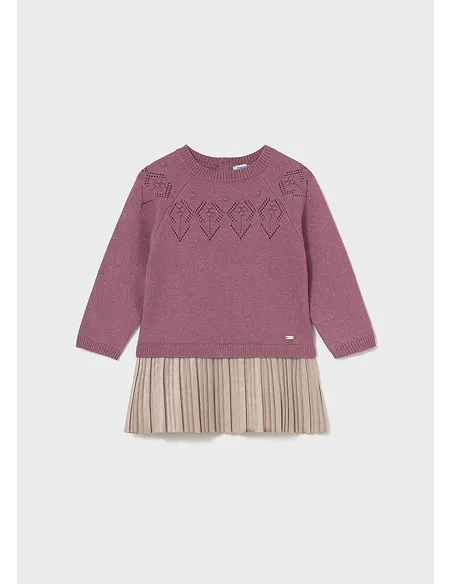 Vestido combinado tricot - Rosado vig