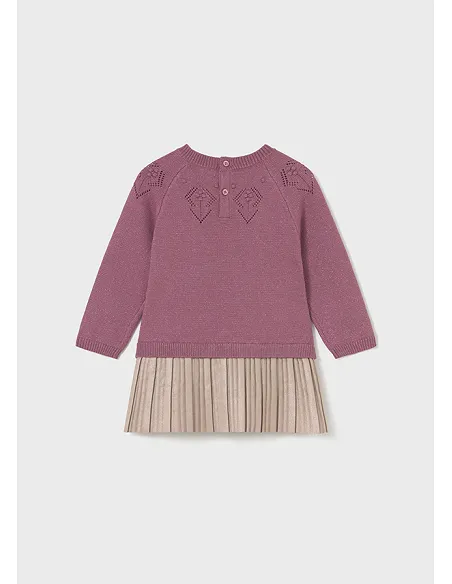 Vestido combinado tricot - Rosado vig