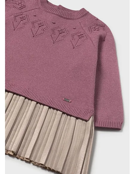 Vestido combinado tricot - Rosado vig
