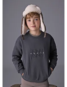 Pullover embossed sin capucha - Sombra    