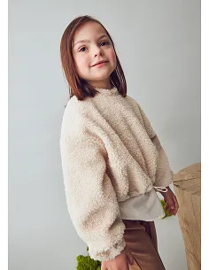 Pullover combinado borrego - Almendra  