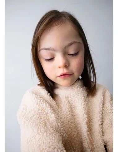 Pullover combinado borrego - Almendra  