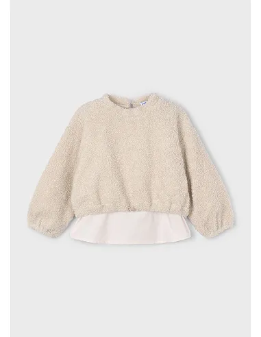 Pullover combinado borrego - Almendra  