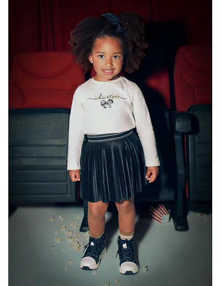 Falda plisada punto - Negro     