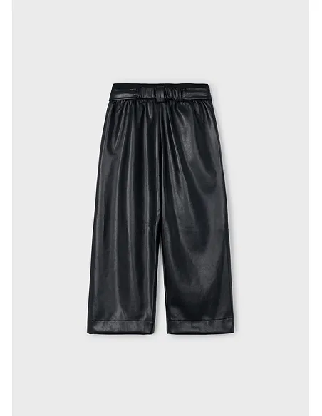 Pantalon largo pu wide leg - Negro     