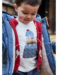 Camiseta m/l aplique animal - Nata-morsa