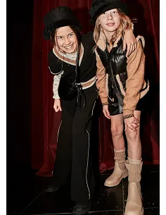 Pantalon largo doble cintura - Negro     