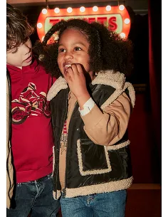 Chaleco contrastes borrego - Negro    | MAYORAL