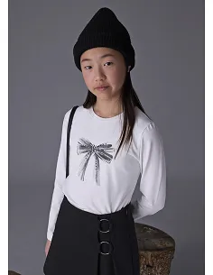 Camiseta m/l basica - Nata-negro | MAYORAL