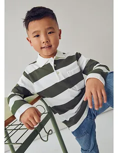 Polo m/l rayas - Oliva     