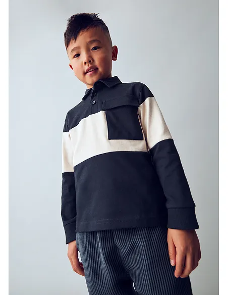 Polo m/l color block - Marino    