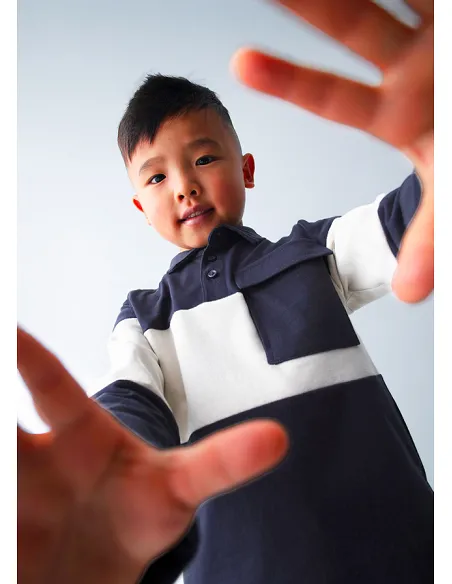 Polo m/l color block - Marino    