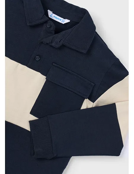 Polo m/l color block - Marino    
