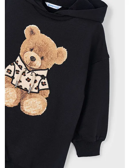 Vestido felpa capucha - Negro    | MAYORAL