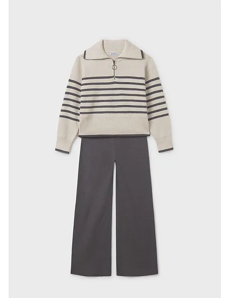 Conj. pantalon largo tricot - Plomo vig 