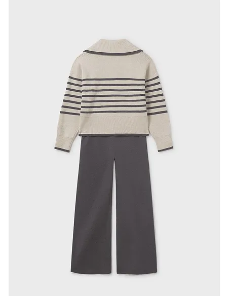 Conj. pantalon largo tricot - Plomo vig 
