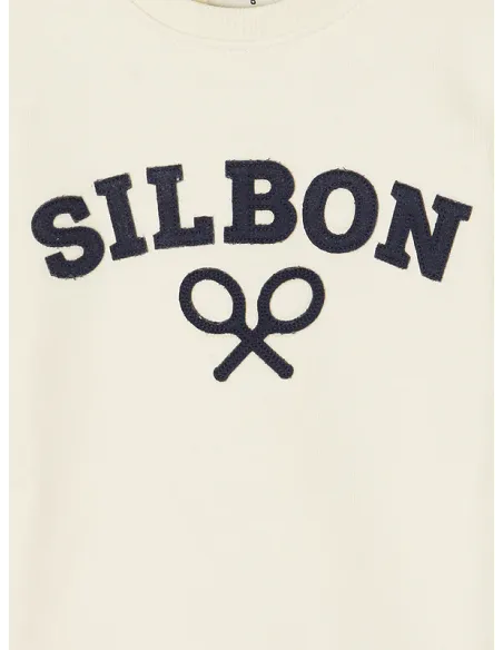 Sudadera kids raqueta media crema | SILBON
