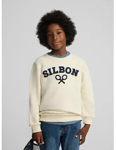Sudadera kids raqueta media crema | SILBON