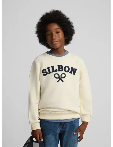 Sudadera kids raqueta media crema | SILBON