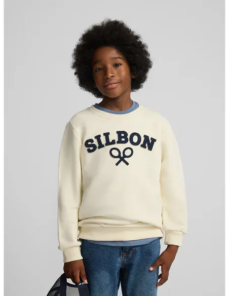Sudadera kids raqueta media crema | SILBON