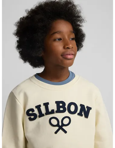 Sudadera kids raqueta media crema | SILBON