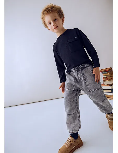 Pantalon denim parachute - Gris acido | MAYORAL