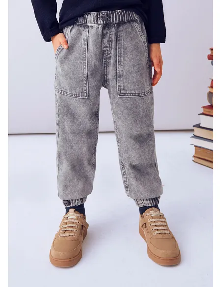 Pantalon denim parachute - Gris acido | MAYORAL