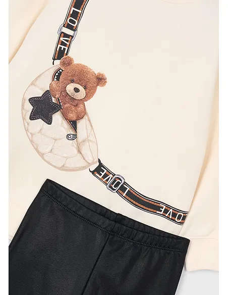Conj. pullover leggings pu - Negro    | MAYORAL