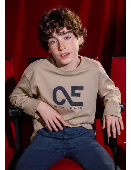 Camiseta m/l aplique - Caliza   | MAYORAL