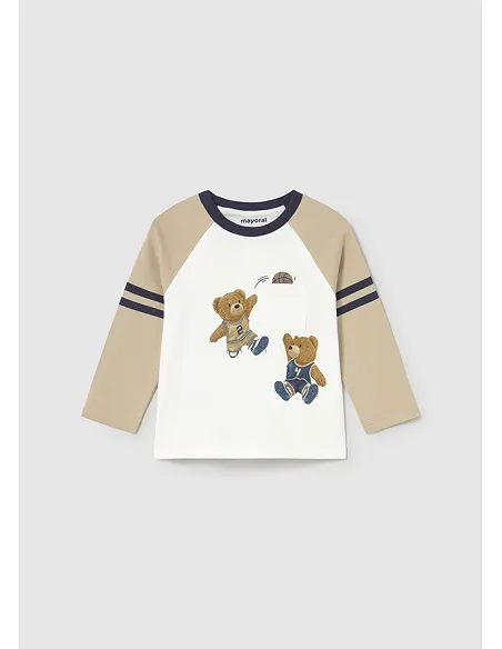 Camiseta m/l combinada - Latte     