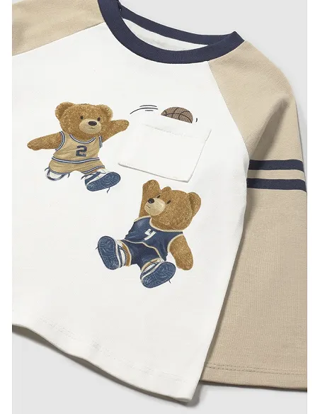 Camiseta m/l combinada - Latte     