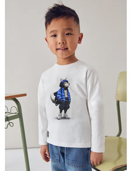 Camiseta m/l "wolf" - Nata    | MAYORAL