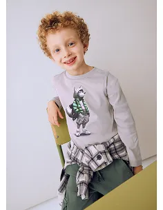 Camiseta m/l "wolf" - Humo    | MAYORAL