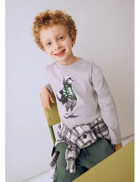 Camiseta m/l "wolf" - Humo    | MAYORAL