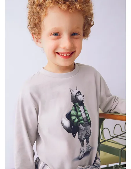 Camiseta m/l "wolf" - Humo    | MAYORAL