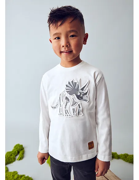 Camiseta m/l embossed - Nata    | MAYORAL